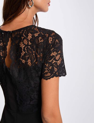 Robe ajustée dentelle noir femme