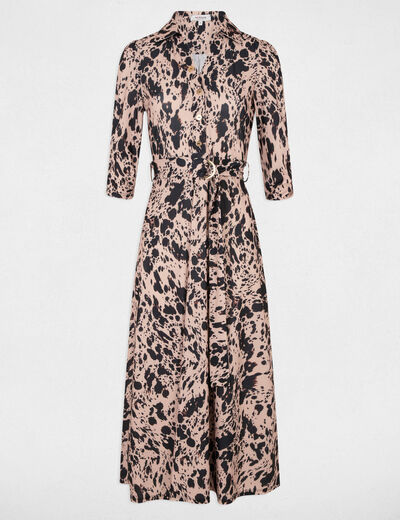 Robe midi droite imprim&eacute;e multicolore femme