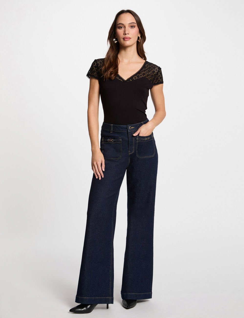 T-shirt met korte mouwen zwart vrouw