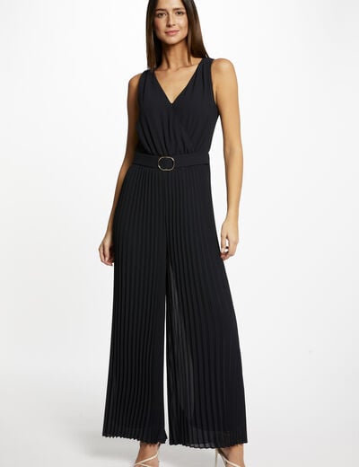 Ruimvallende jumpsuit marineblauw vrouw