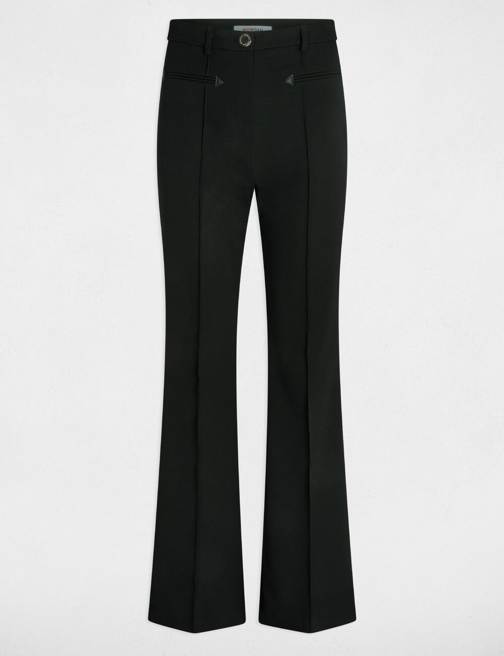 Bootcut broek met hoge taille zwart vrouw
