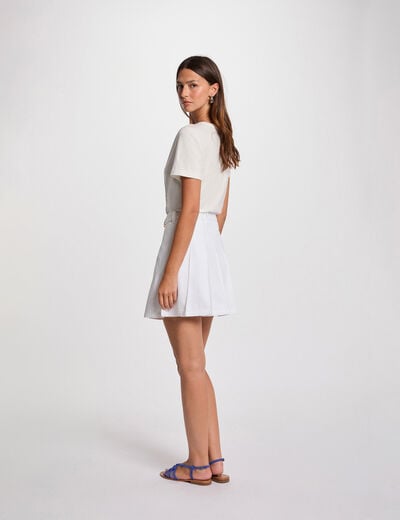 Jupe en jean plissée blanc femme