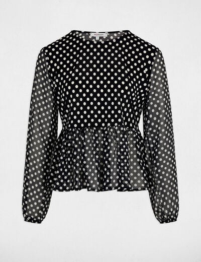 T-shirt voile col rond noir femme