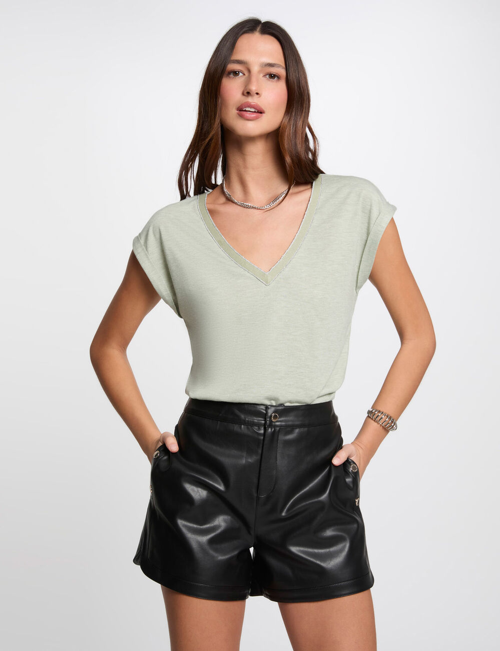 T-shirt met korte mouwen lichtgroen vrouw