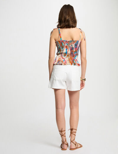 Gesmokte top met print meerkleurig vrouw