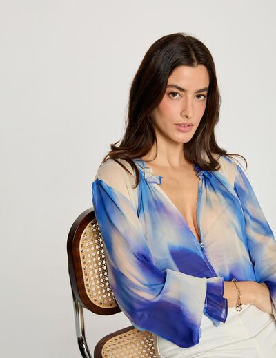Chemise fluide ajust&eacute;e multicolore femme