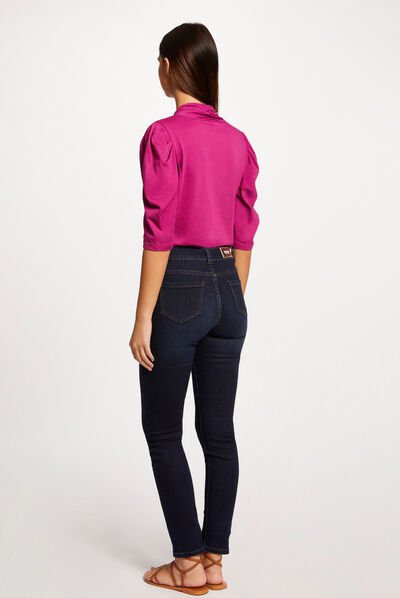T-shirt met 3/4 mouwen framboos vrouw