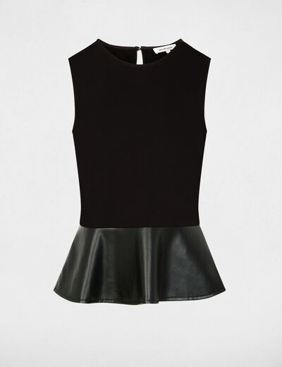 t shirt cintre similicuir noir femme zwart vrouw