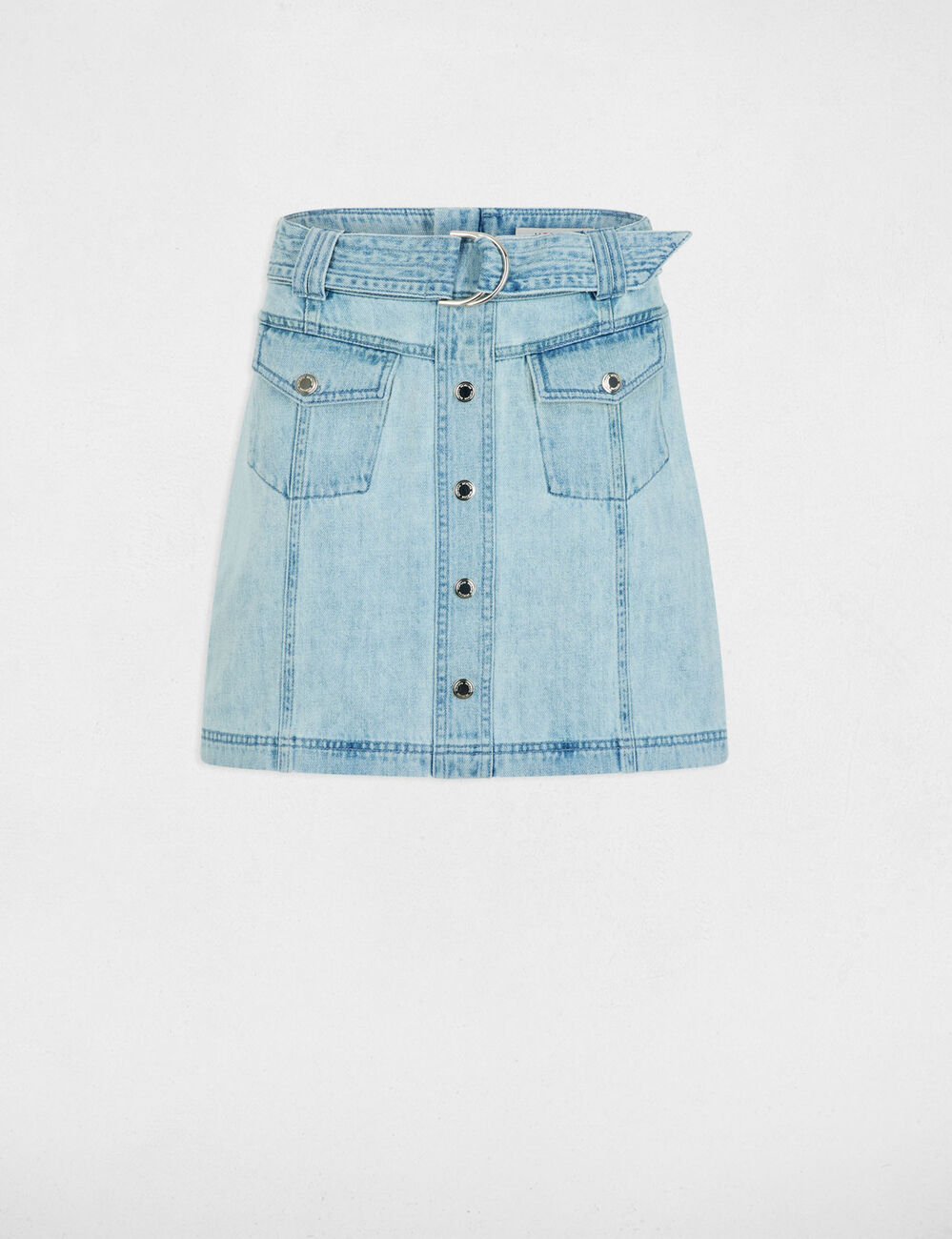 Jupe courte en jean denim bleach femme
