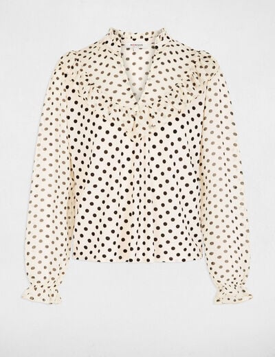 T-shirt voile col v blanc femme