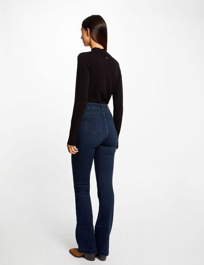 Pull manches longues boutons d&eacute;coratifs noir femme