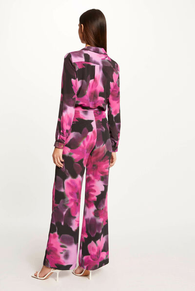 Shirt lange mouwen en abstracte print veelkleurig vrouw