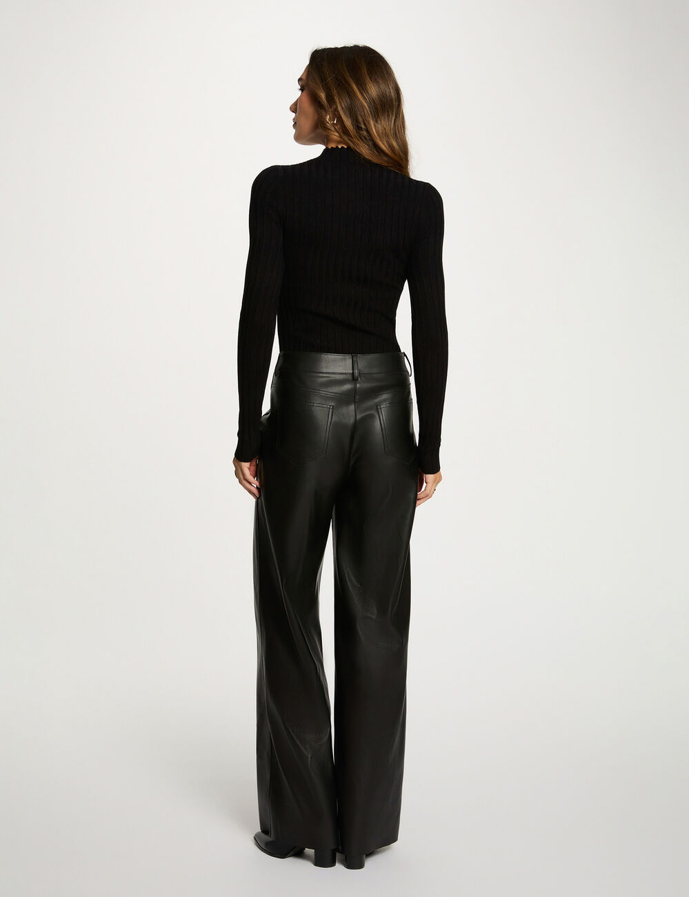 Pull col montant noir femme