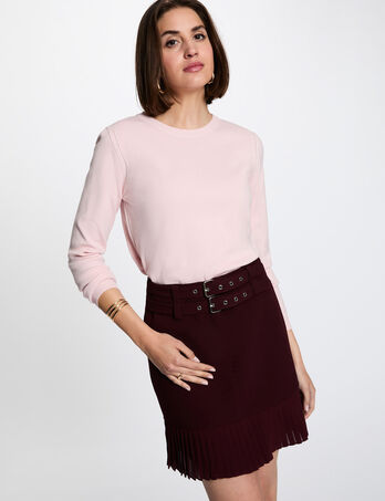 Pull maille relief rose clair femme