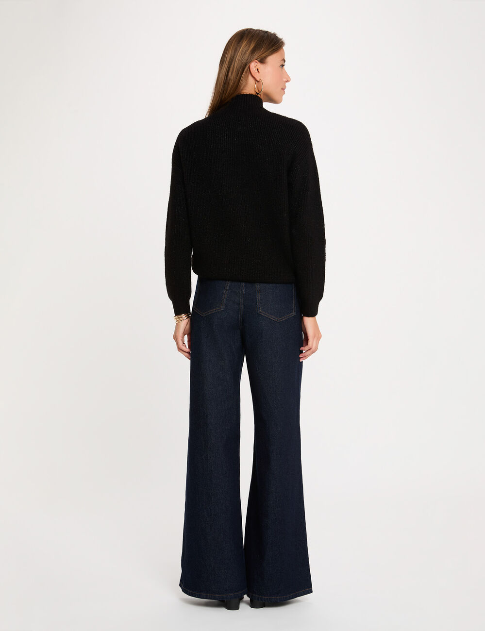 Pull col montant noir femme