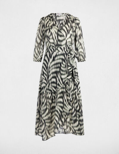 Robe midi évasée imprimée multicolore femme