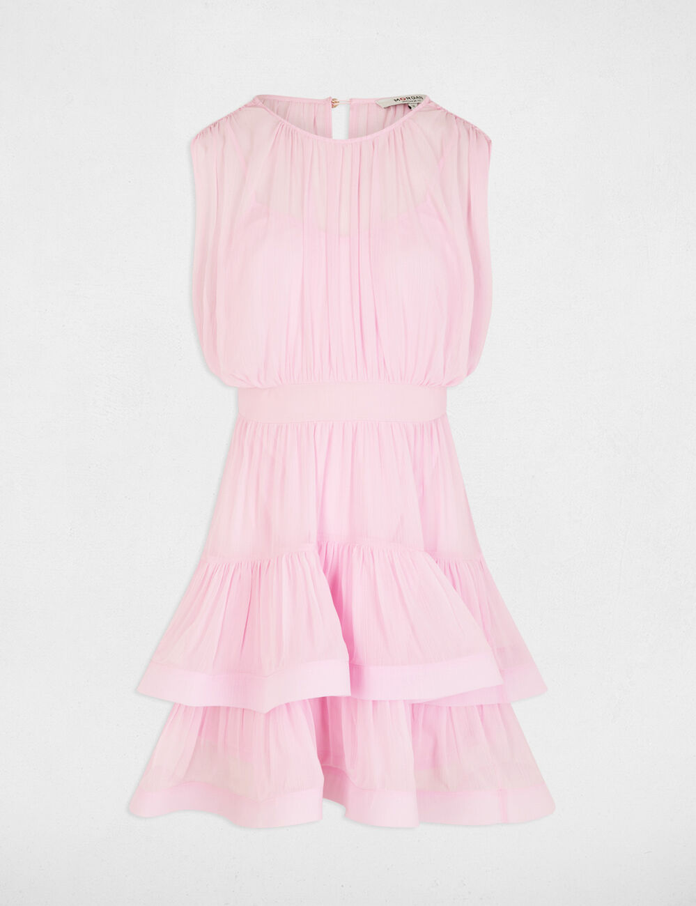 Robe courte col montant rose femme