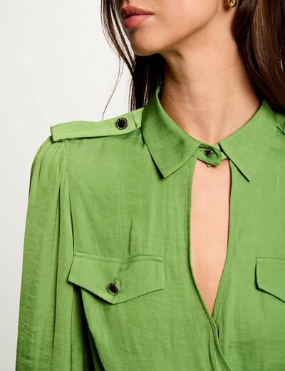 Blouse met lange mouwen vert anis vrouw