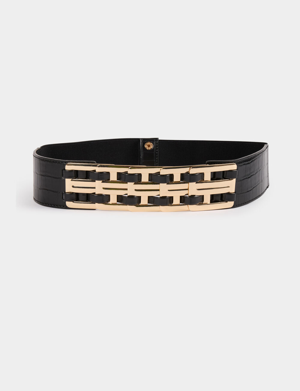 Elastische riem met gespen zwart vrouw