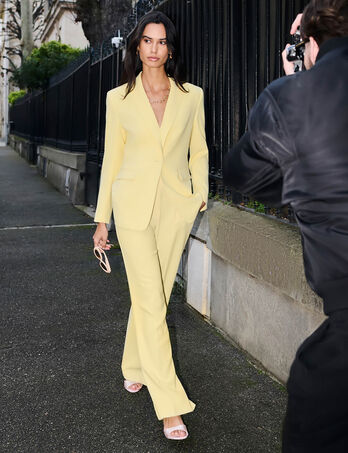 Veste col tailleur jaune clair femme