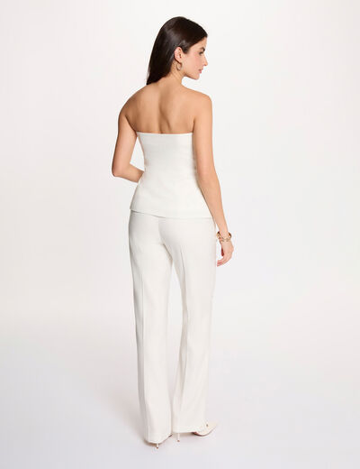 Hoge taille wijde broek helder wit vrouw