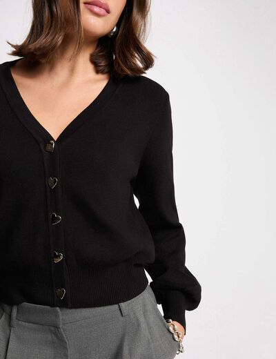 Gilet ajust&eacute; col v noir femme