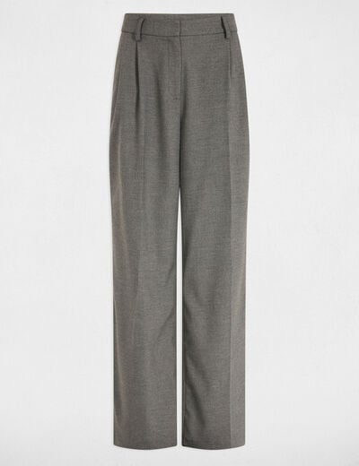 Wijde pantalon met plooien gris clair vrouw