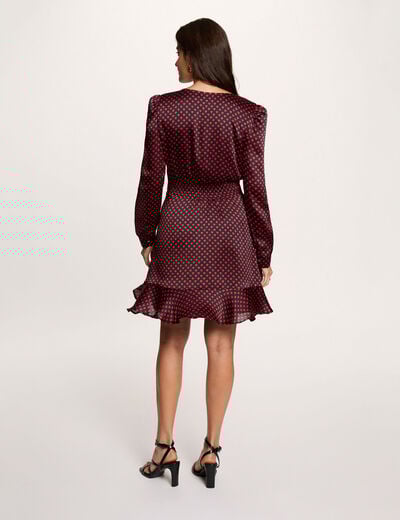 Robe courte col v multicolore femme