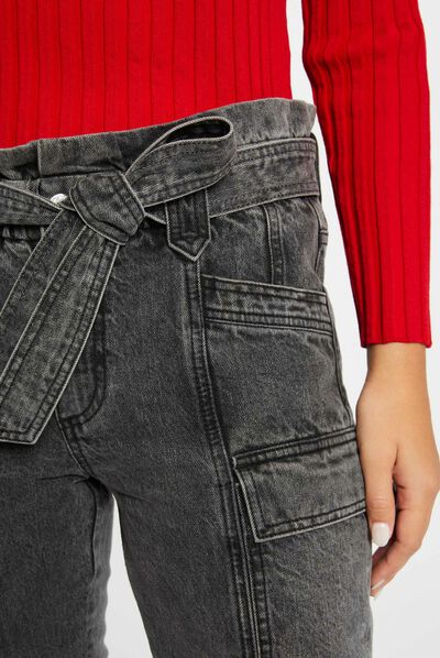 Jeans cargo slim 7/8ème gris moyen femme