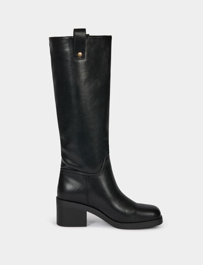 Botte à talon similicuir noir femme