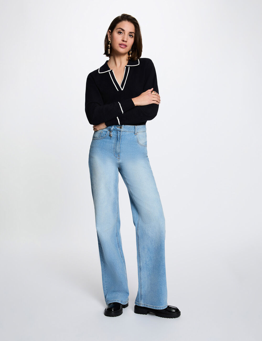 Trui met polokraag marineblauw vrouw