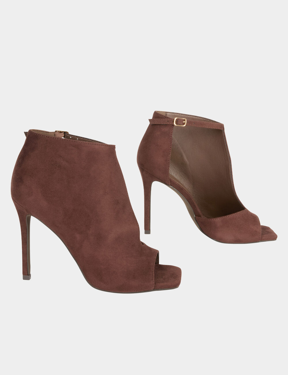 Sandales &agrave; talons demi-ouvertes marron fonc&eacute; femme