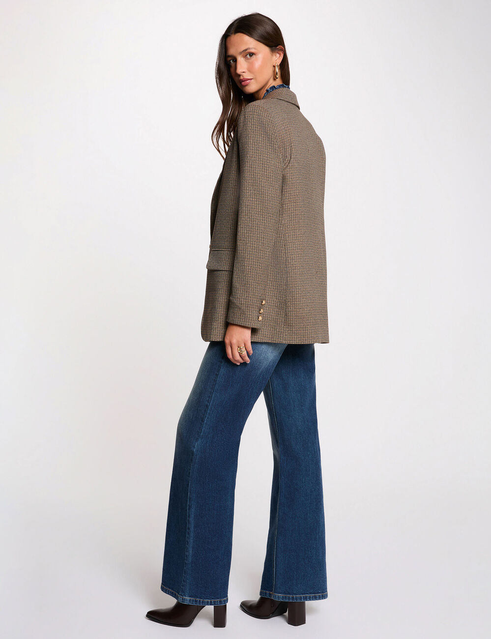 Rechte blazer met reverskraag meerkleurig vrouw