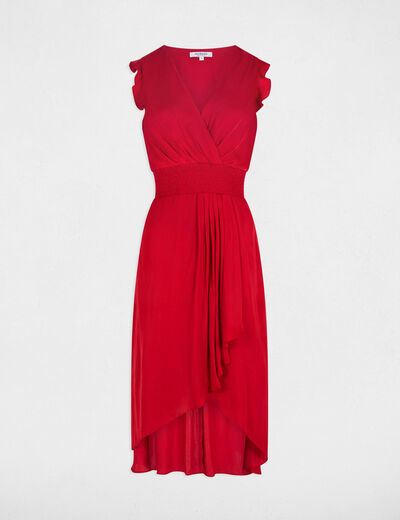 Robe droite fluide sans manches rouge femme
