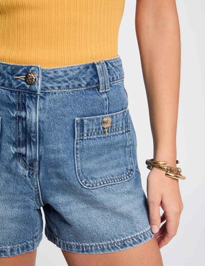 Short slim en jean denim stone femme