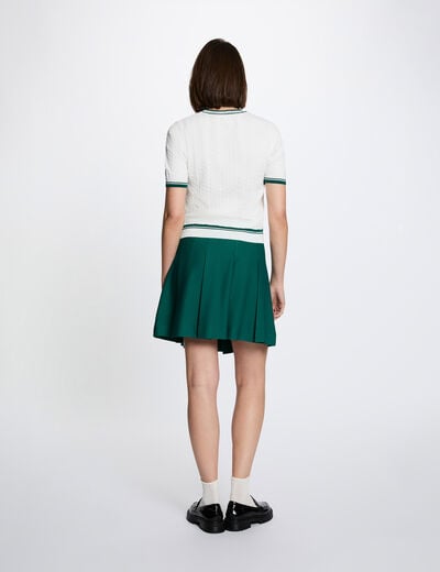 Pull fin manches courtes vert femme