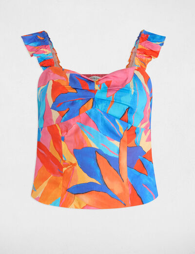 Top met print en ruches meerkleurig vrouw