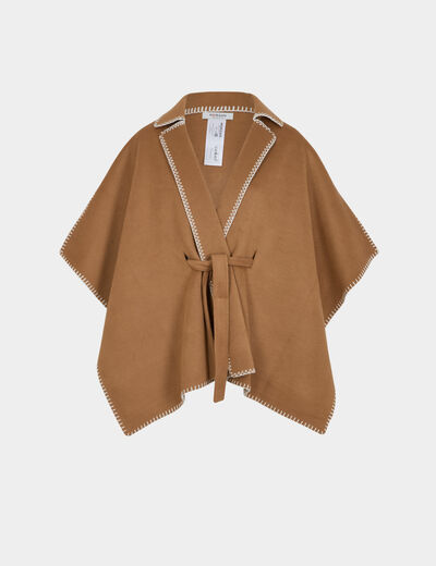 Cape ceinturée camel femme