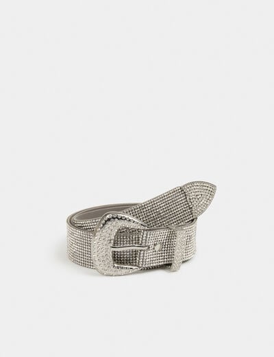 Ceinture avec strass couleur argent femme