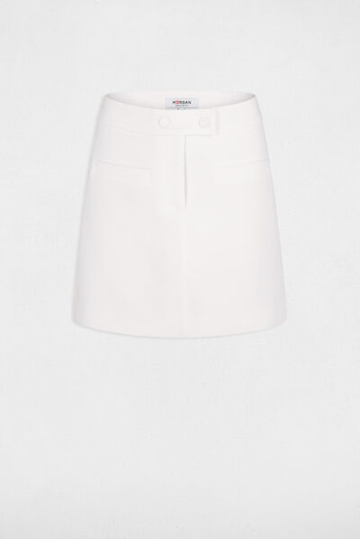 Rok in trapeziumformaat met hoge taille ecru vrouw