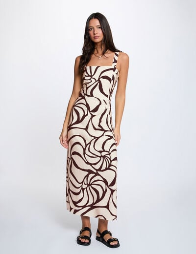 Robe longue pliss&eacute;e multicolore femme