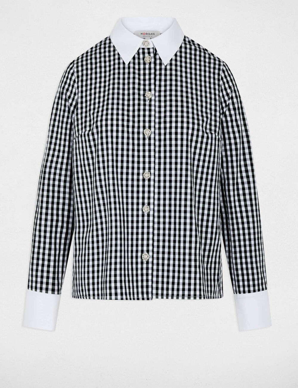 Chemise col contrastant multicolore femme