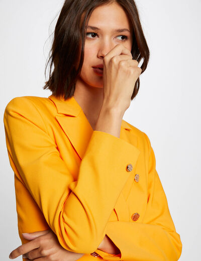 Veste tailleur cintrée boutonnée orange femme