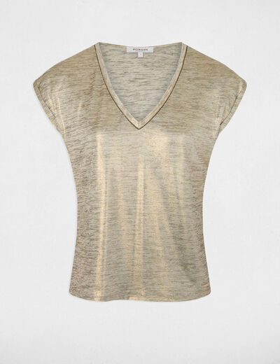 T-shirt manches courtes jaune or femme