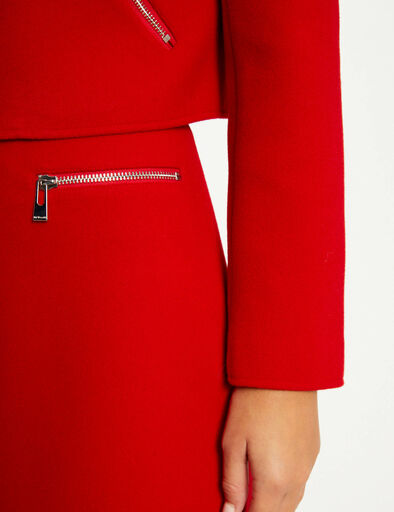 jupe droite zippee rouge femme Jupe droite zippée rouge femme