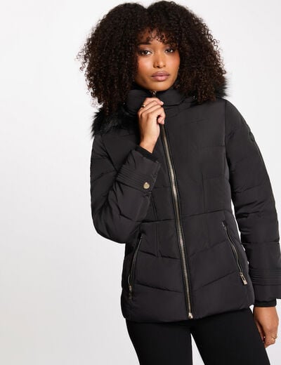 Doudoune courte ajustée noir femme
