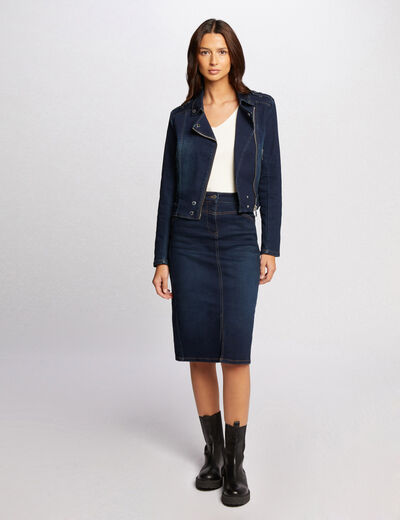 Jupe longueur genou en jean jean brut femme