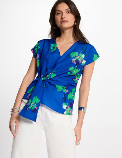Blouse met korte mouwen meerkleurig vrouw