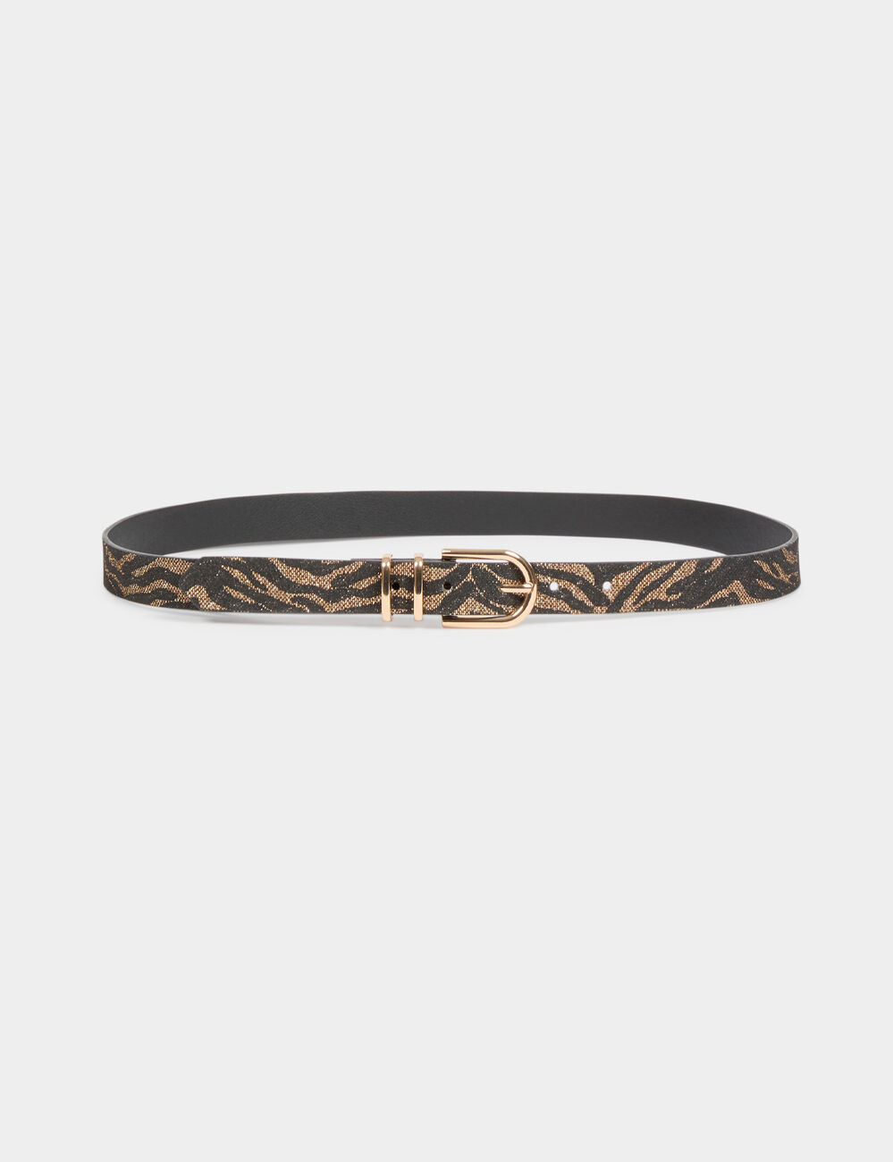 Ceinture fine zébrée noir femme