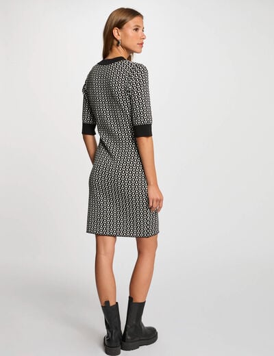 Robe tricot ajustée imprimée noir femme